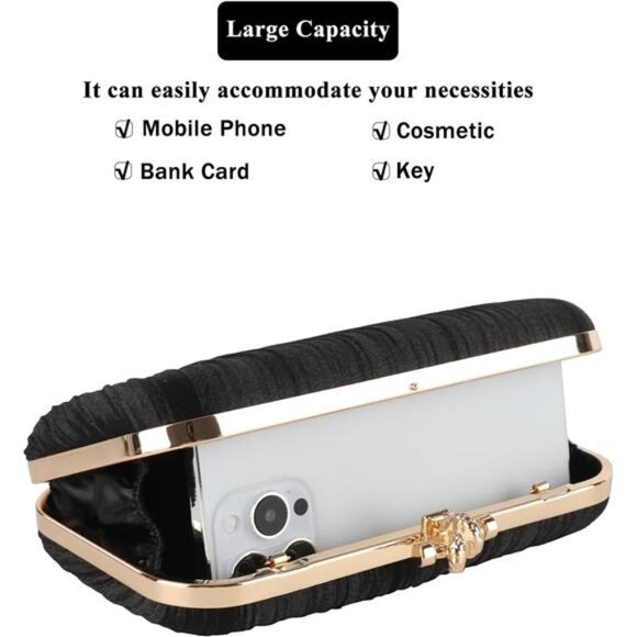 Fashion Womens Jane Satin Diamante Clutch Rhinestone Evening Bridal Prom Party - Picture 4 of 6